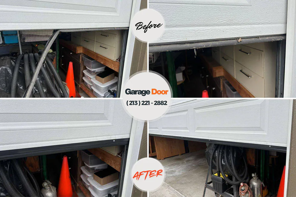 Before and after: garage door repair Crescent City, CA